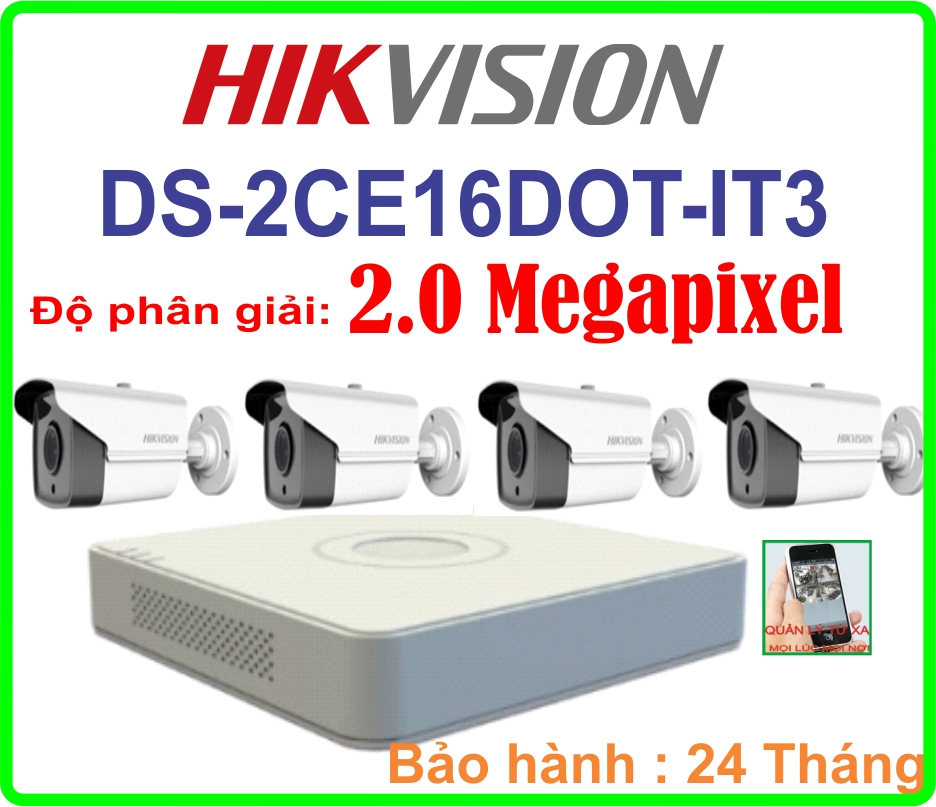 Hệ Thống 4 Camera Khuyến Mãi DS-2CE16DOT-IT3- 04