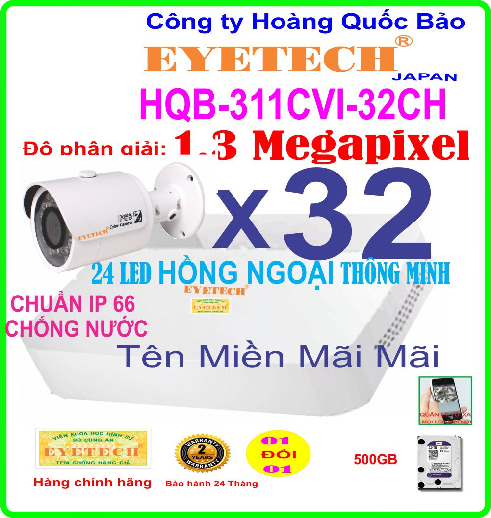 Hệ Thống 32 Camera Khuyến Mãi EYETECH HQB ET-311CVI-32CH