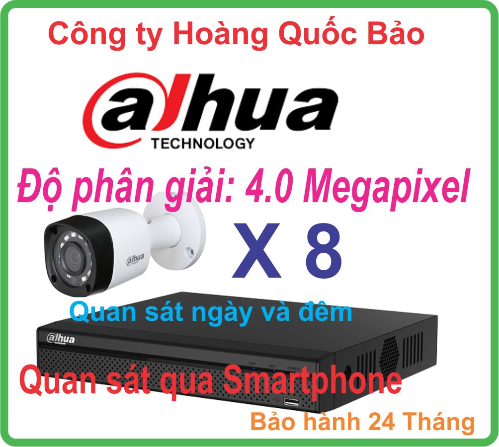 Hệ Thống 08 Camera Dome DAHUA 4.0 Megapixel Giá Rẻ