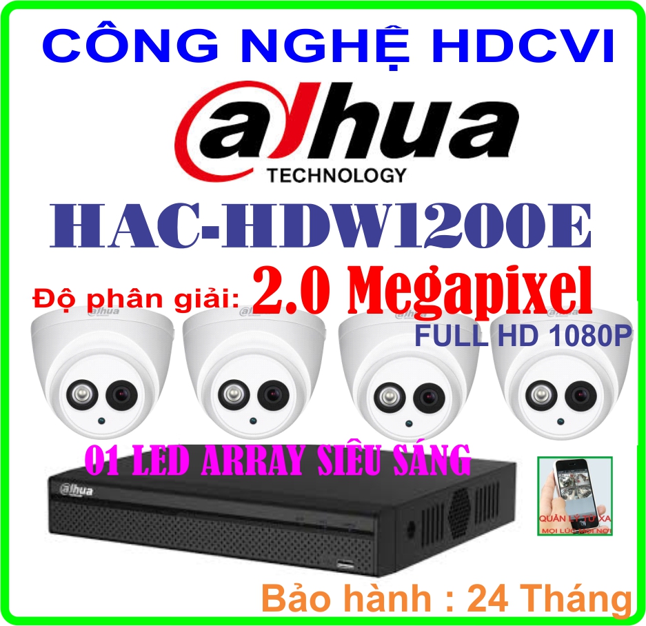 Hệ Thống 4 Camera Khuyến Mãi CAMERA DAHUA HAC-HDW1200E Tốt Nhất