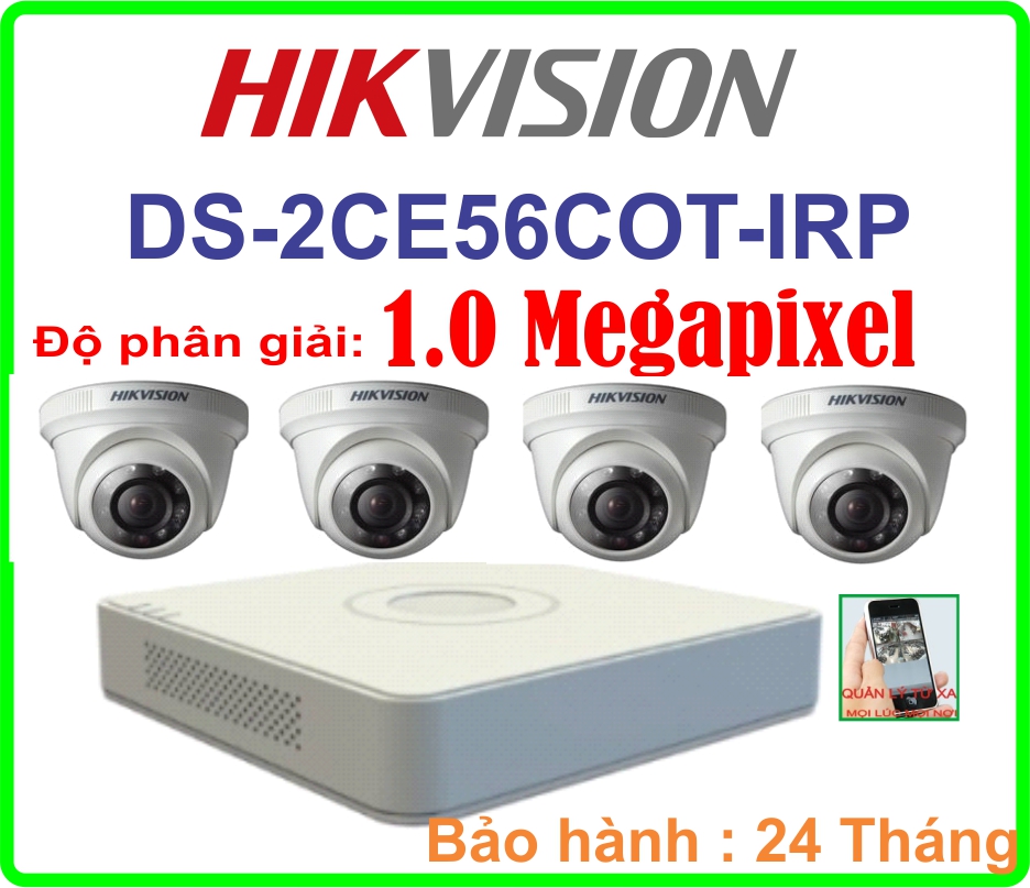 Khuyến Mãi Hệ Thống 4 Camera HIKVISION giá rẻ DS-2CE56COT IRP