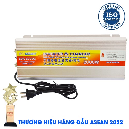 INVERTER SUOER SUA-2000C Bộ Kích Điện Đổi Điện 12V Lên 220V - Máy Kích Điện 2000W Sin Mô Phỏng Có Sạc Ắc Quy [Chính Hãng]