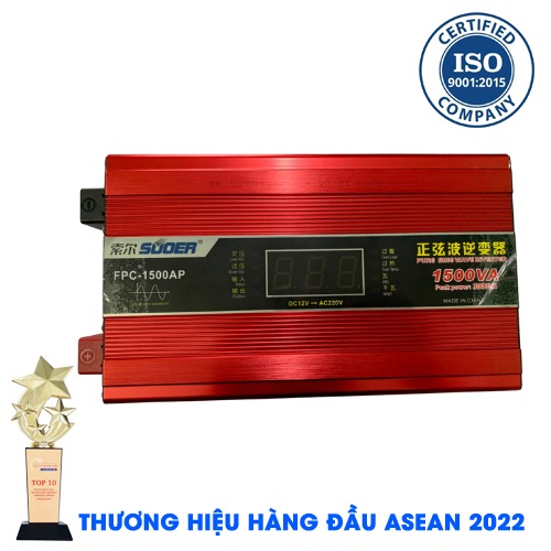 INVERTER SUOER FPC-1500AP Bộ Kích Điện 12V Lên 220V - Máy Kích Điện 1500W Sóng Sin Chuẩn [Chính Hãng]