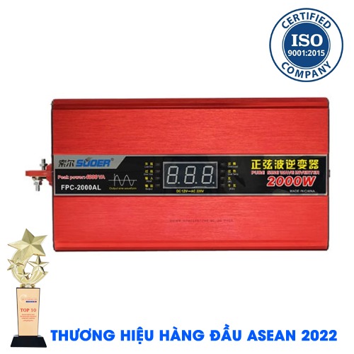 INVERTER SUOER FPC-2000AL Bộ Kích Điện Đổi Điện 12V Lên 220V - Máy Kích Điện Sin Chuẩn 2000W Có Màn Hình [Chính Hãng]