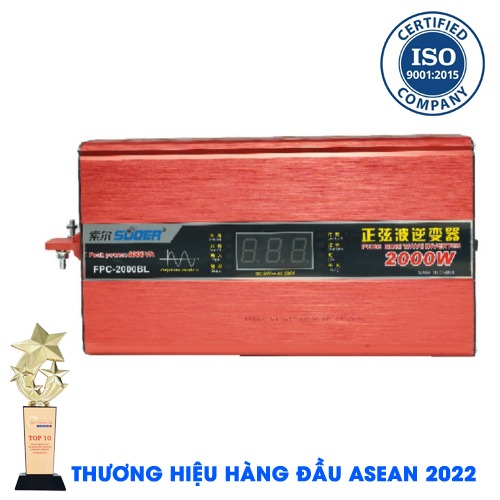 INVERTER SUOER FPC-2000BL Bộ Kích Điện Đổi Điện 24V Sang 220V - Máy Kích Điện Sóng Sin Chuẩn Có Màn Hình Hiển Thị [Chính Hãng]