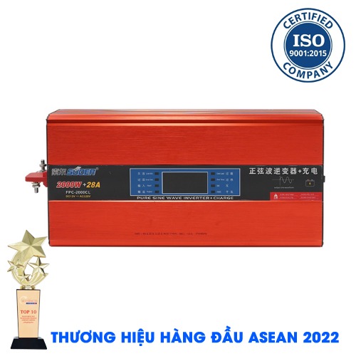 INVERTER SUOER FPC-2000CL Bộ Kích Điện Đổi Điện 12V Sang 220V - Máy Kích Điện 2000W Sin Chuẩn Có Sạc và Màn Hình Hiển Thị [Chính Hãng]