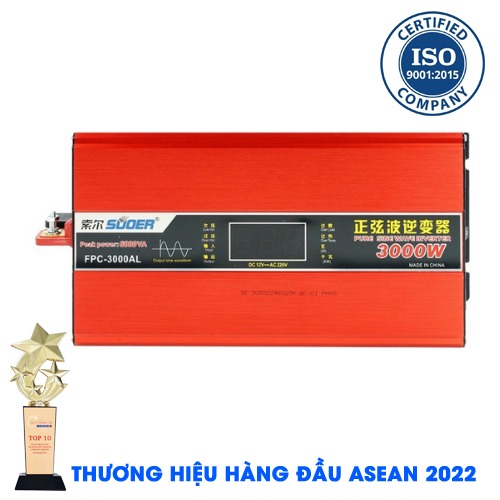 INVERTER SUOER FPC-3000AL Bộ Kích Điện Đổi Điện 12V Sang 220V - Máy Kích Điện 3000W Sin Chuẩn Có Màn Hình Hiển Thị [Chính Hãng]