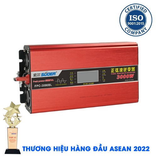 INVERTER SUOER FPC-3000BL Bộ Kích Điện Đổi Điện 24V Lên 220V - Máy Kích Điện 3000W Sin Chuẩn Có Màn Hình Hiển Thị [Chính Hãng]