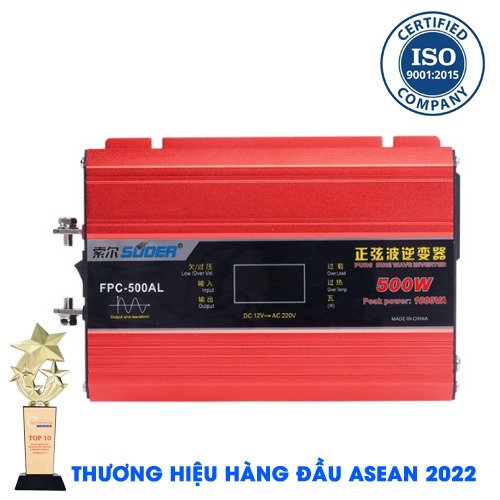 INVERTER SUOER FPC-500AL Bộ Kích Điện Đổi Điện 12V Sang 220V - Máy Kích Điện Sin Chuẩn Có Màn Hình Hiển Thị [Chính Hãng]