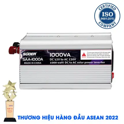 Inverter Suoer SAA-1000A 1000W [Chính Hãng] Bộ Kích Điện 12V Lên 220V - Máy Kích Điện Sin Mô Phỏng