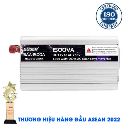 Inverter Suoer SAA-1500A 1500W [Chính Hãng] Bộ Kích Điện 12V Lên 220V - Máy Kích Điện Sin Mô Phỏng