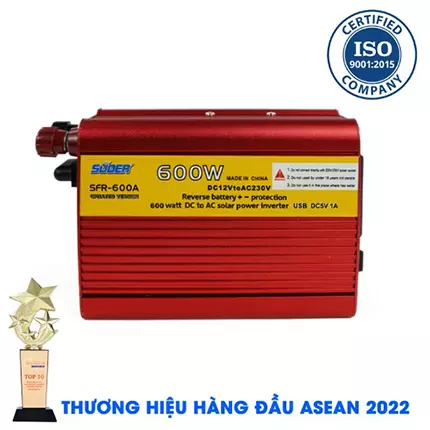 Inverter Suoer SFR-600A [Chính Hãng] Bộ Kích Điện Đổi Điện 600W 12V Lên 220V Chống Ngược Cực