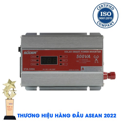 INVERTER SUOER STA-500A Bộ Kích Điện Đổi Điện 12V Lên 220V - Máy Kích Điện Sin Mô Phỏng Có Màn Hình Hiển Thị [Chính Hãng]