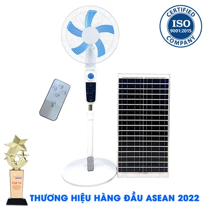 Quạt 12V Năng Lượng Mặt Trời Tấm Pin Lớn Tốc Độ Mạnh 4 cấp độ gió - Điều Khiển Từ Xa