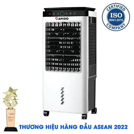 Quạt điều hòa  RAPIDO Lucky 6000D mặt kính phong thủy - QUẠT HƠI NƯỚC RAPIDO GIÁ RẺ