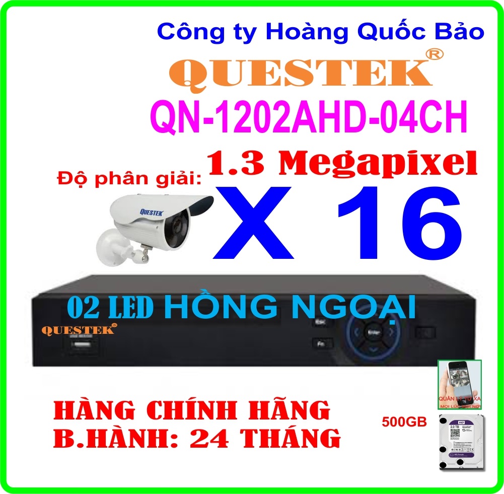 Hệ Thống 16 Camera Khuyến Mãi QUESTEK ECO-1202AHD- 16CH