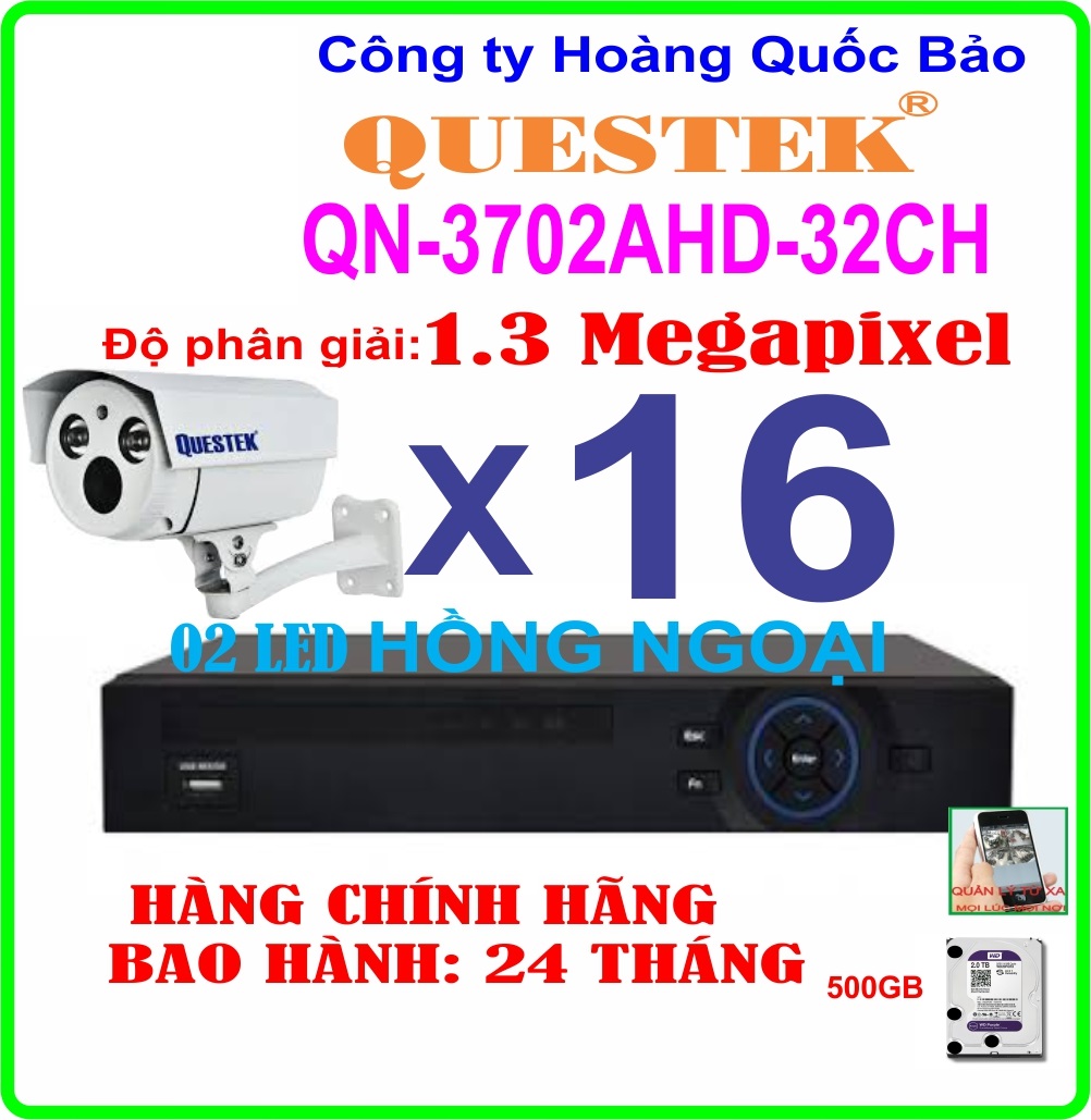 Hệ Thống 16 Camera Khuyến Mãi QUESTEK QN-3702AHD- 16CH