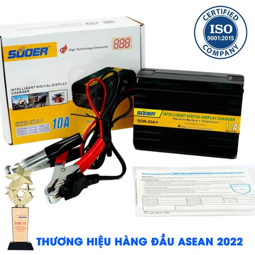 SUOER SON-10A Bộ Sạc Bình Ắc Quy Tự Động 6V 12V 10A Có Màn Hình Hiển Thị [Chính Hãng]