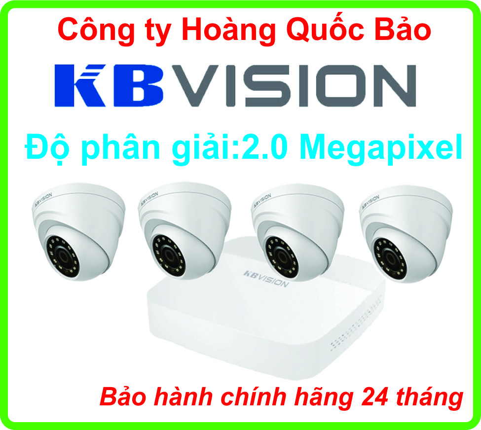 TRỌN BỘ 04 CAMERA KBVISION 2.0 Megapixel