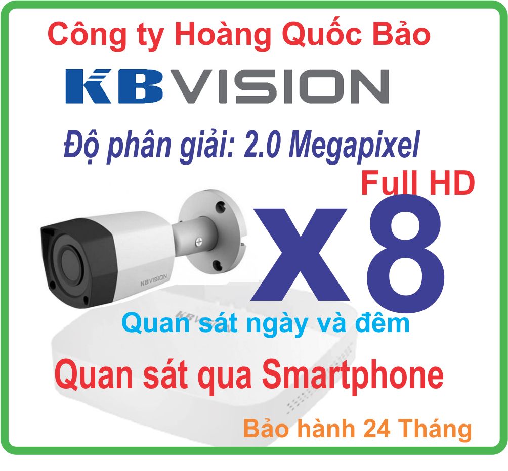 Trọn bộ 08 Camera KBVISION 2.0Megapixel