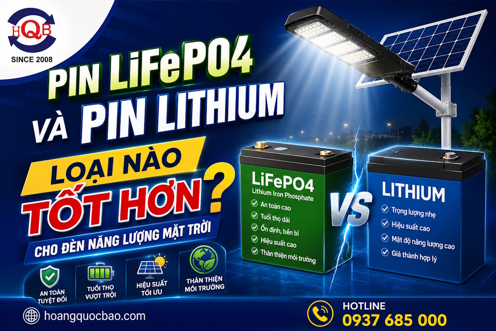 Pin LiFePO4 và pin lithium loại nào tốt hơn cho đèn năng lượng mặt trời